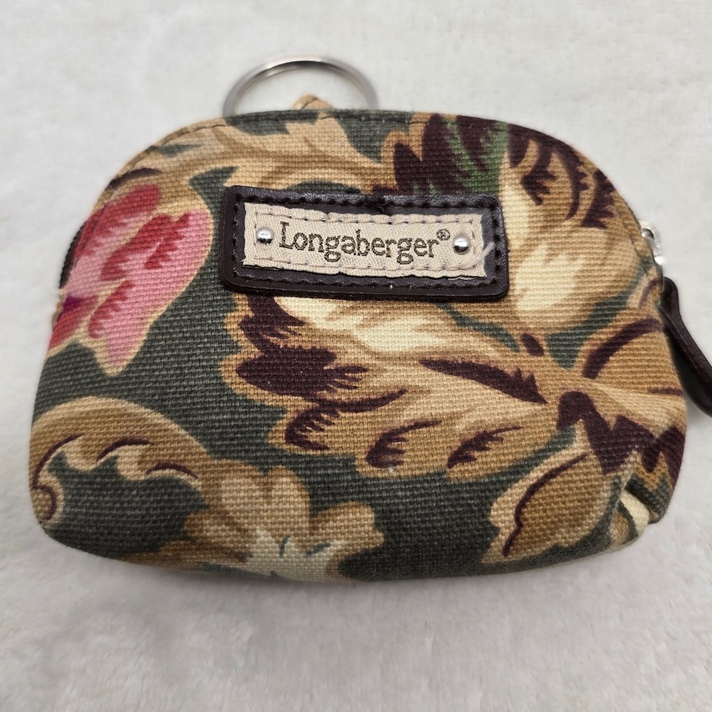 Longaberger Floral Tapestry Coin Purse Keychain Wallet Boho Cottagecore Small - Picture 1 of 6
